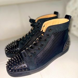 Christian Louboutin
Men's Black Ac Lou Spikes 2 Leather &
Mesh Sneaker black